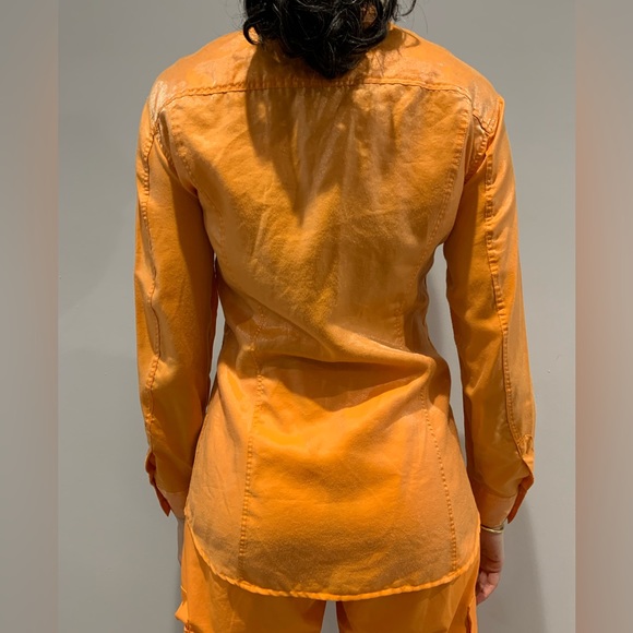 VINTAGE VERSACE ORANGE BLOUSE - Picture 9 of 12